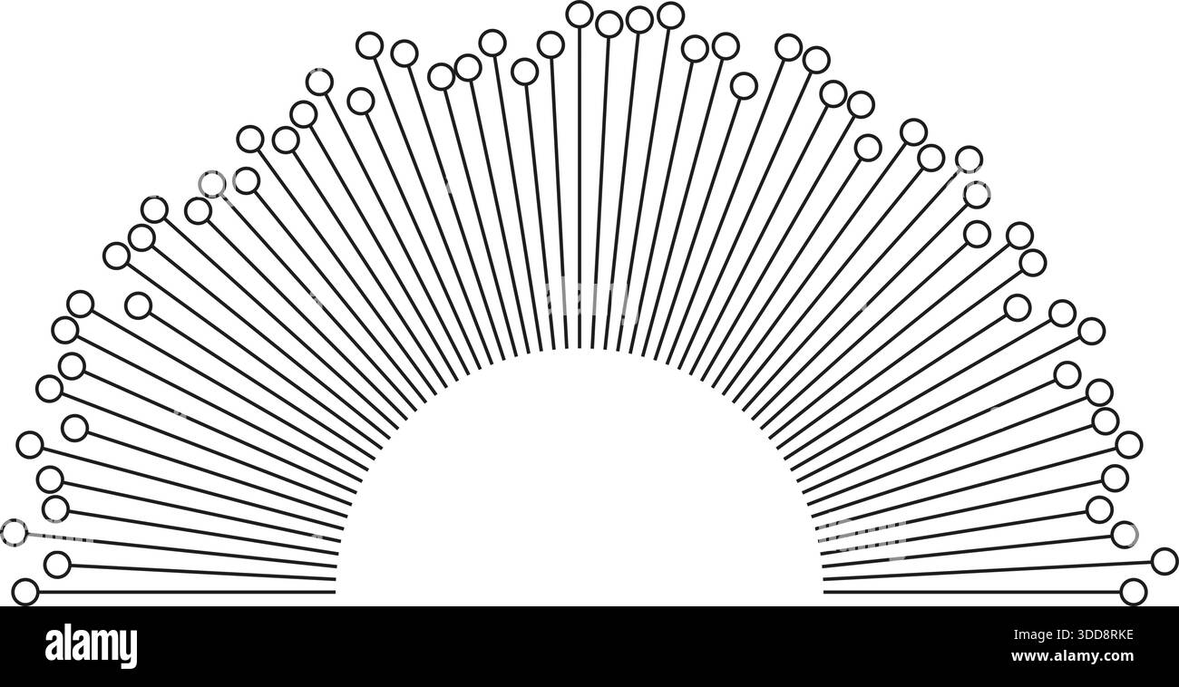 Semi circle big irregular rays with outline circle at end empty ...