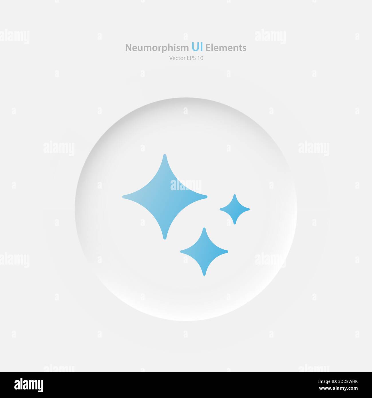 A white round button with a blue artificial intelligence badge. Stock Vector