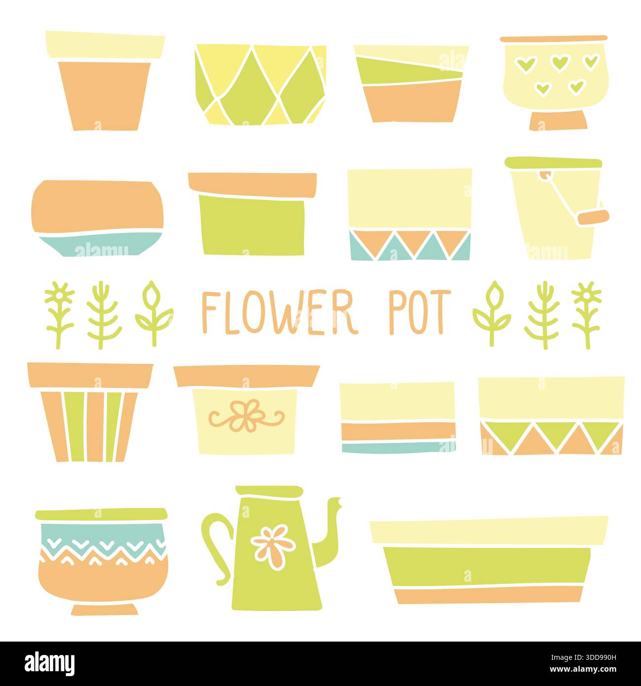 Flower pots isolated flat style design. Vector set of flower pots ...