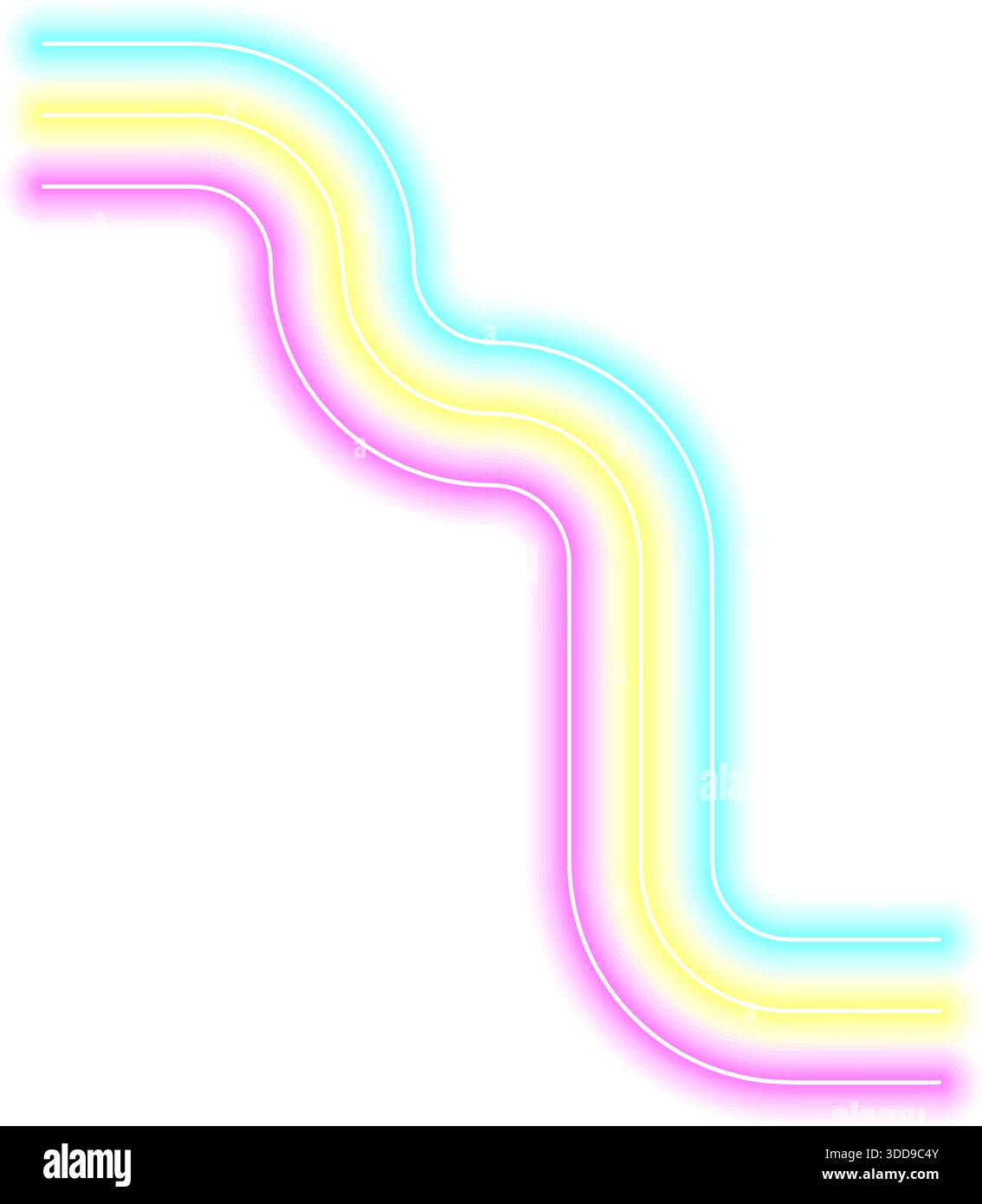 Diagonal zigzag structure shaped by rounded neon wave lines Stock Vector