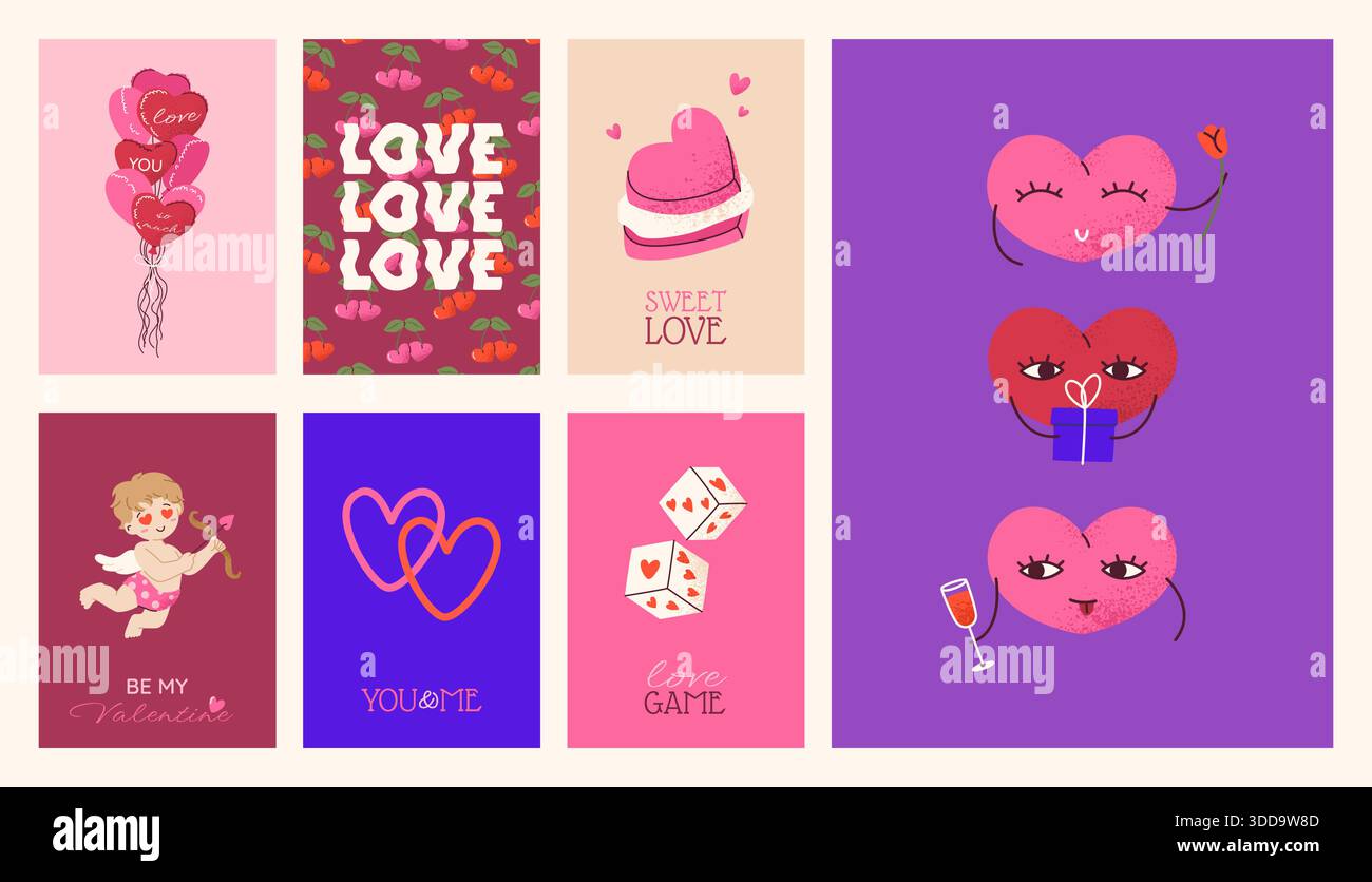Collection of Valentines Day Greeting Cards Stock Vector Image & Art ...