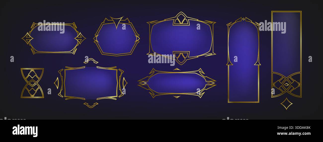 Medieval game ui frames set isolated on background. Vector realistic ...