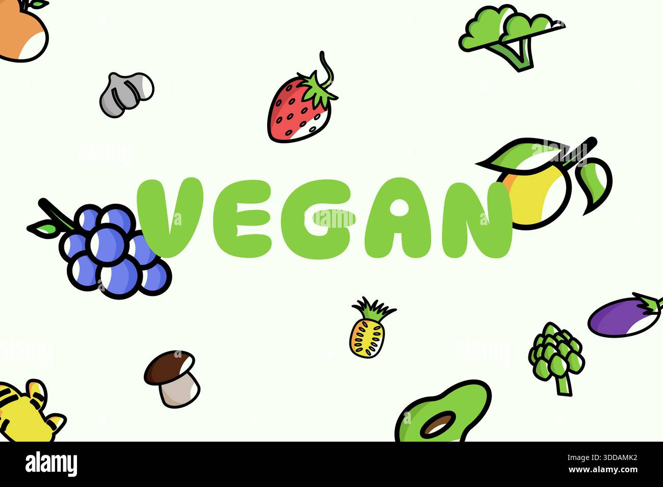 Vegan Poster Fruits Vegetables Stock Vector Image & Art - Alamy