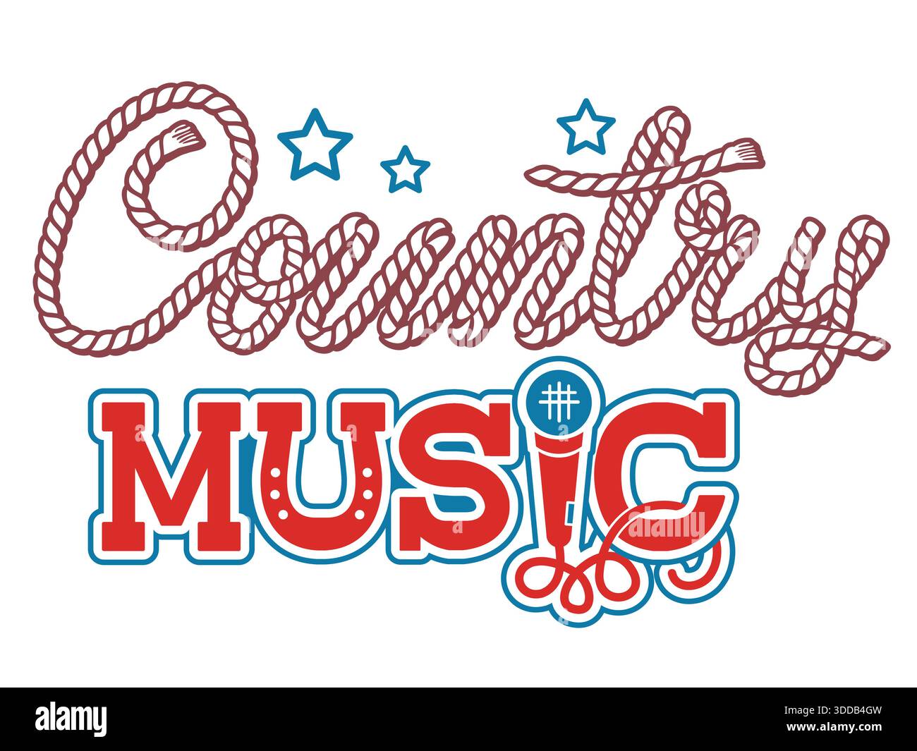 Country music Lettering vector illustration isolated on white. Vector ...