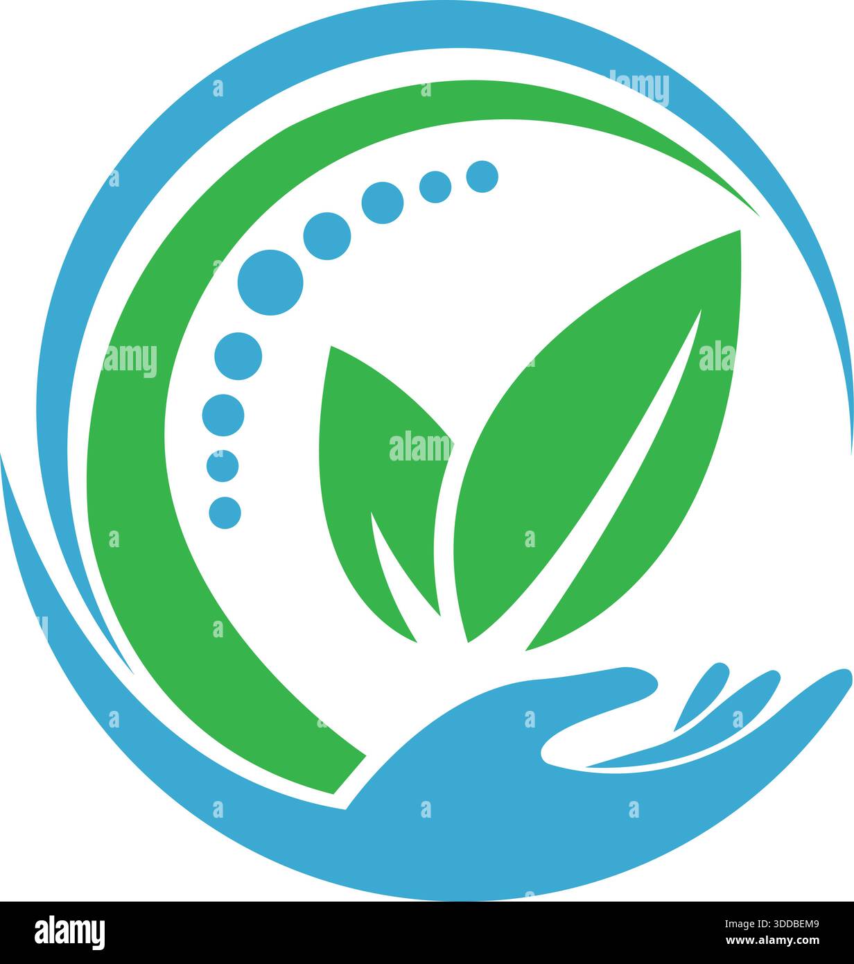 Hand Leaf Circle Care Logo Design Nature Protection Vector Template Icon Stock Vector