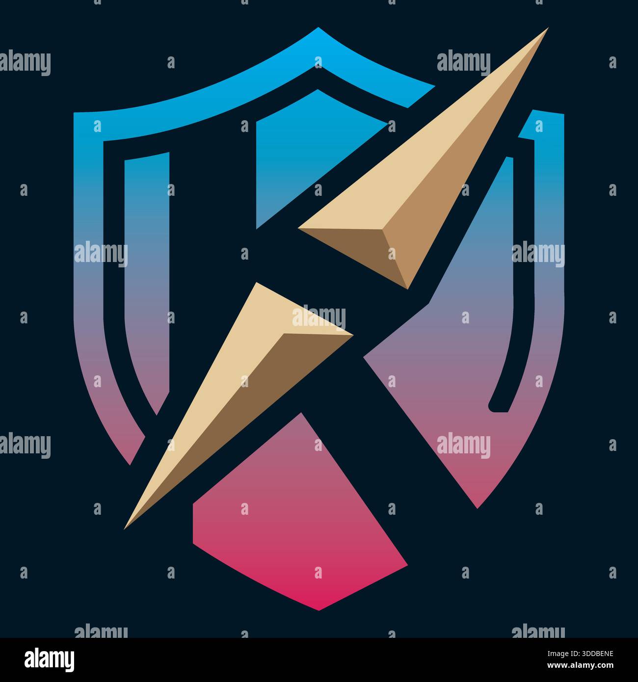 Shield Arrow Compass Protection Logo Design Direction Vector Template Icon Stock Vector