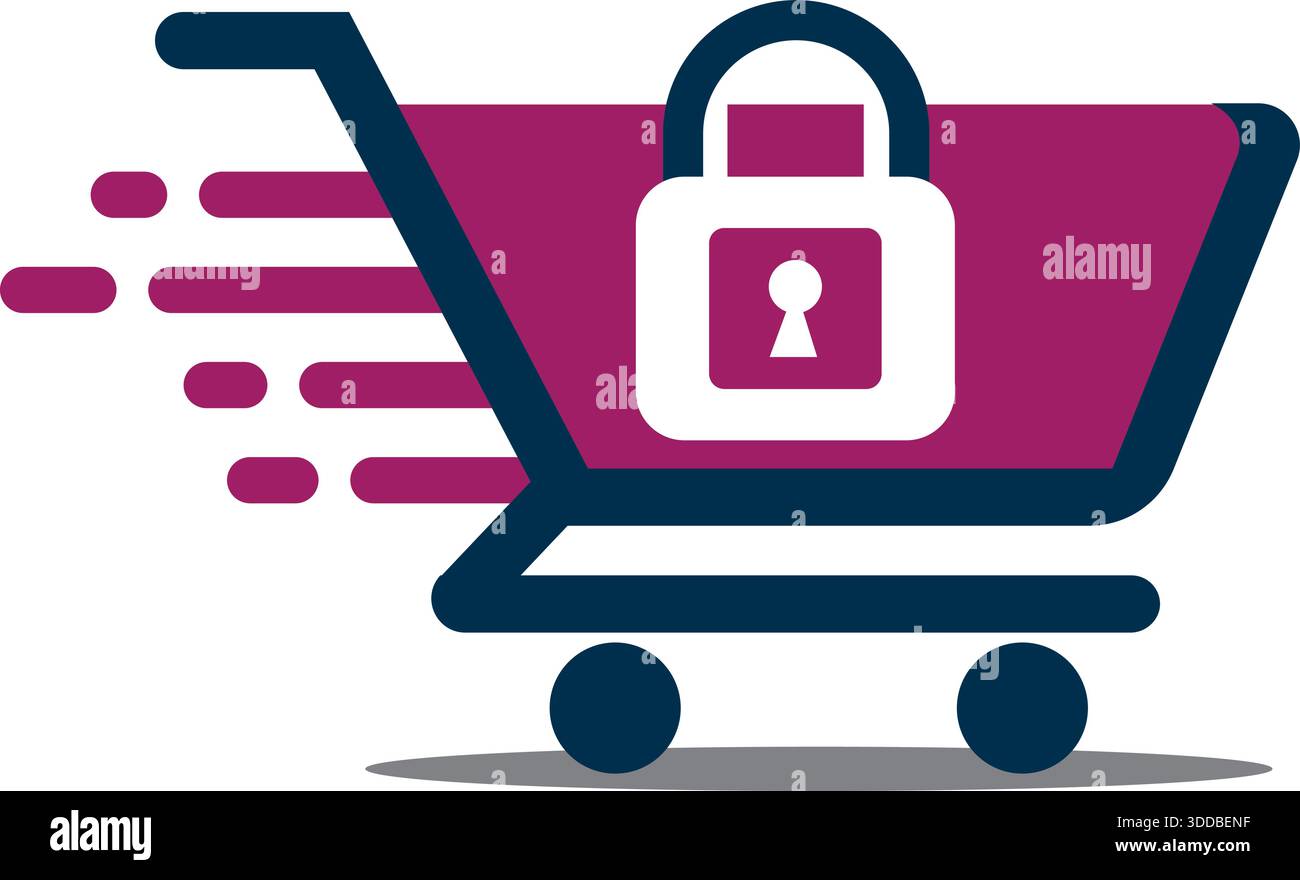 Shopping Cart Lock Secure Payment Logo Design Ecommerce Vector Template Icon Stock Vector