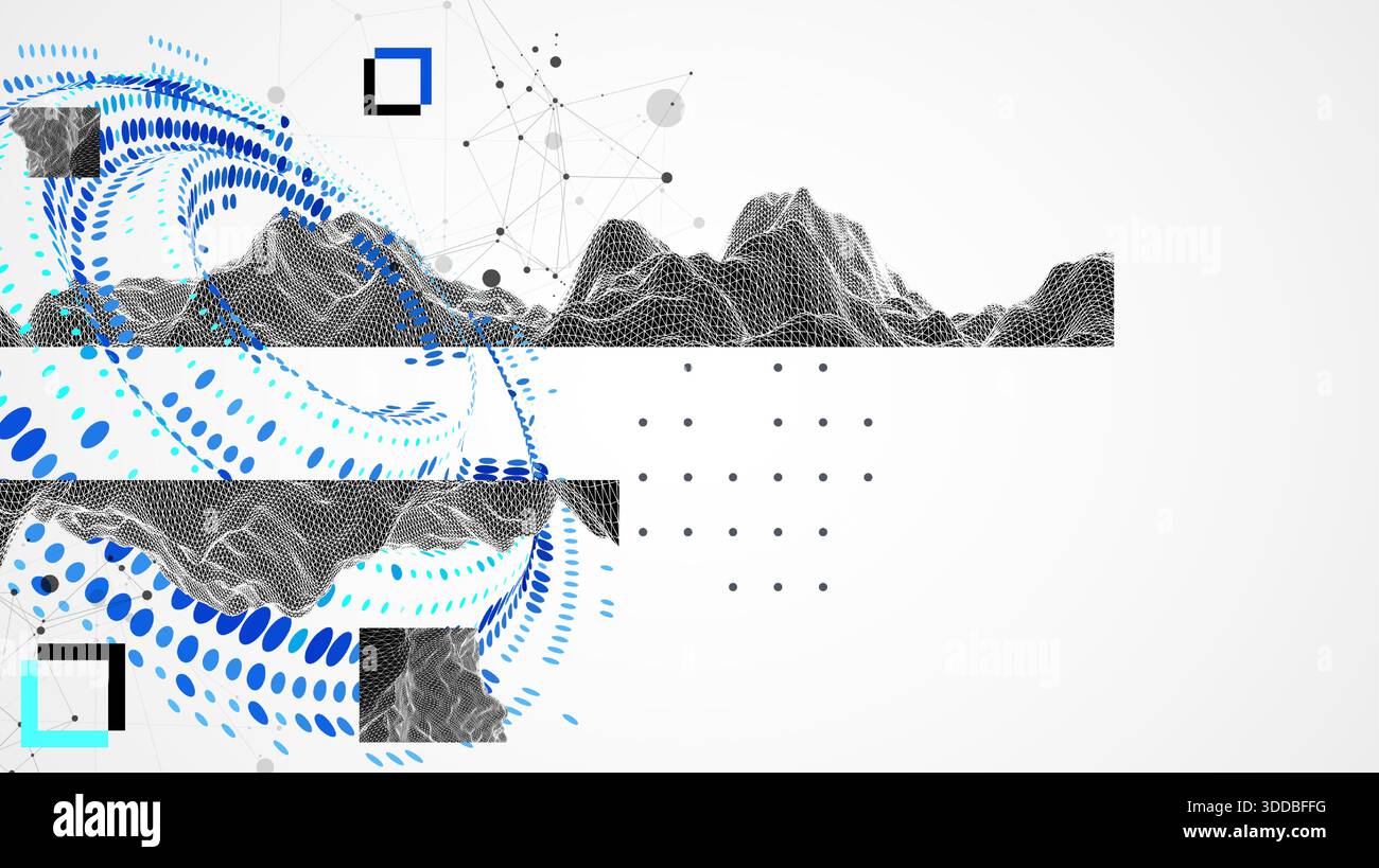 Halftone theme Vector. Science abstract wireframe art background. Stock Vector