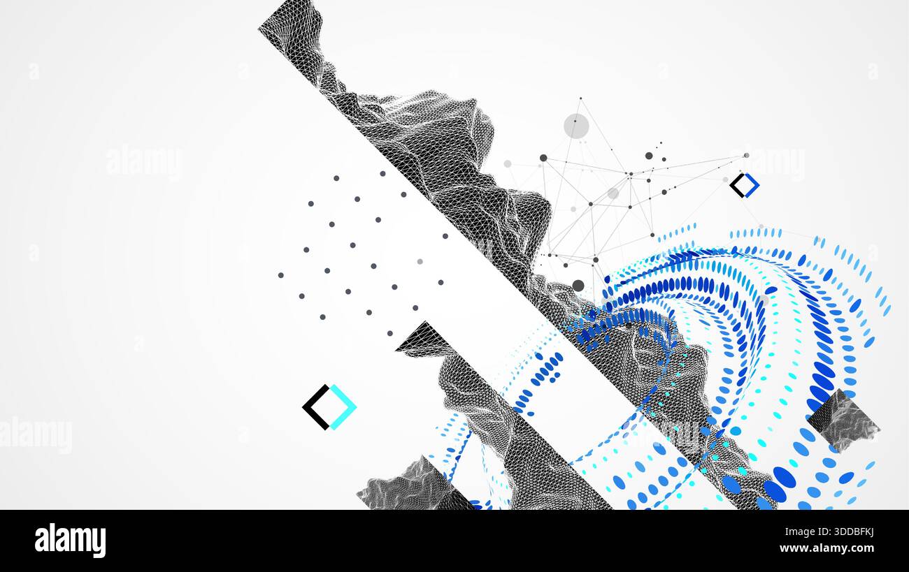 Halftone theme Vector. Science abstract wireframe art background. Stock Vector