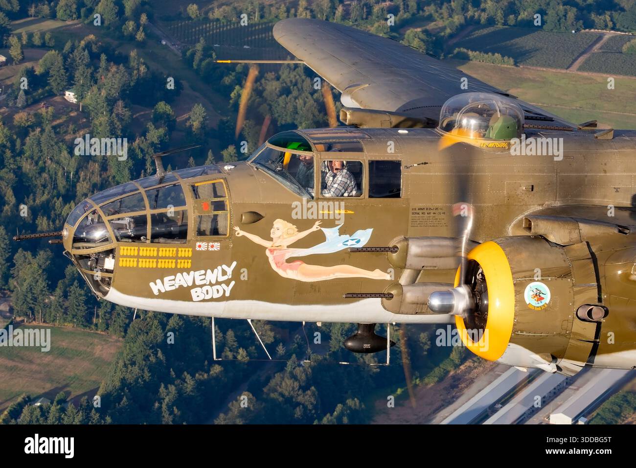 Close-up air-to-air image focusing on the cockpit area of a North ...