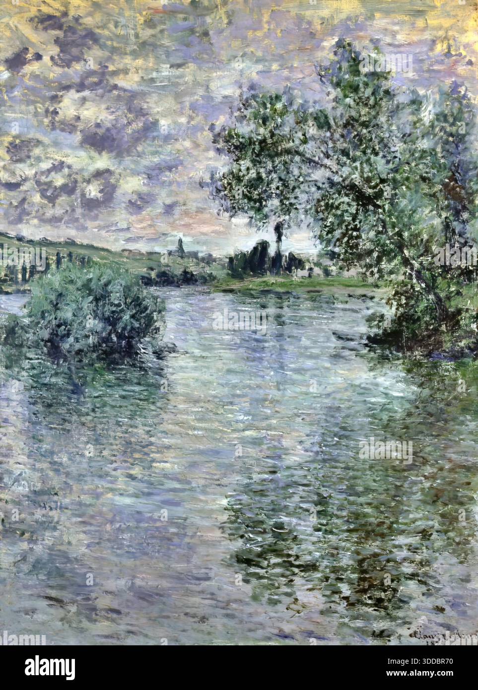 The Seine at Vetheuil Claude Monet 1880 oil on canvas riverside ...