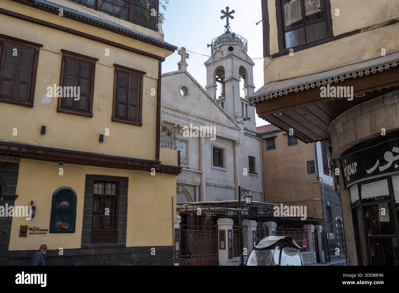 Damascus, Syria. December 5th 2025. St. George's Syriac Orthodox Cathedral in Damascus, in the historic Bab Tuma district, serves as the seat for the Stock Photo