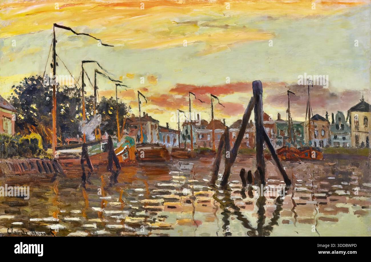 The Port of Zaandam Claude Monet 1871 oil on canvas harbor scene Stock ...