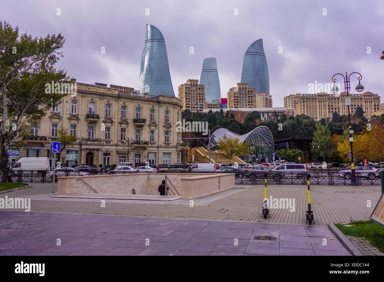 The Flame Towers in Baku, Azerbaijan - Stock Image