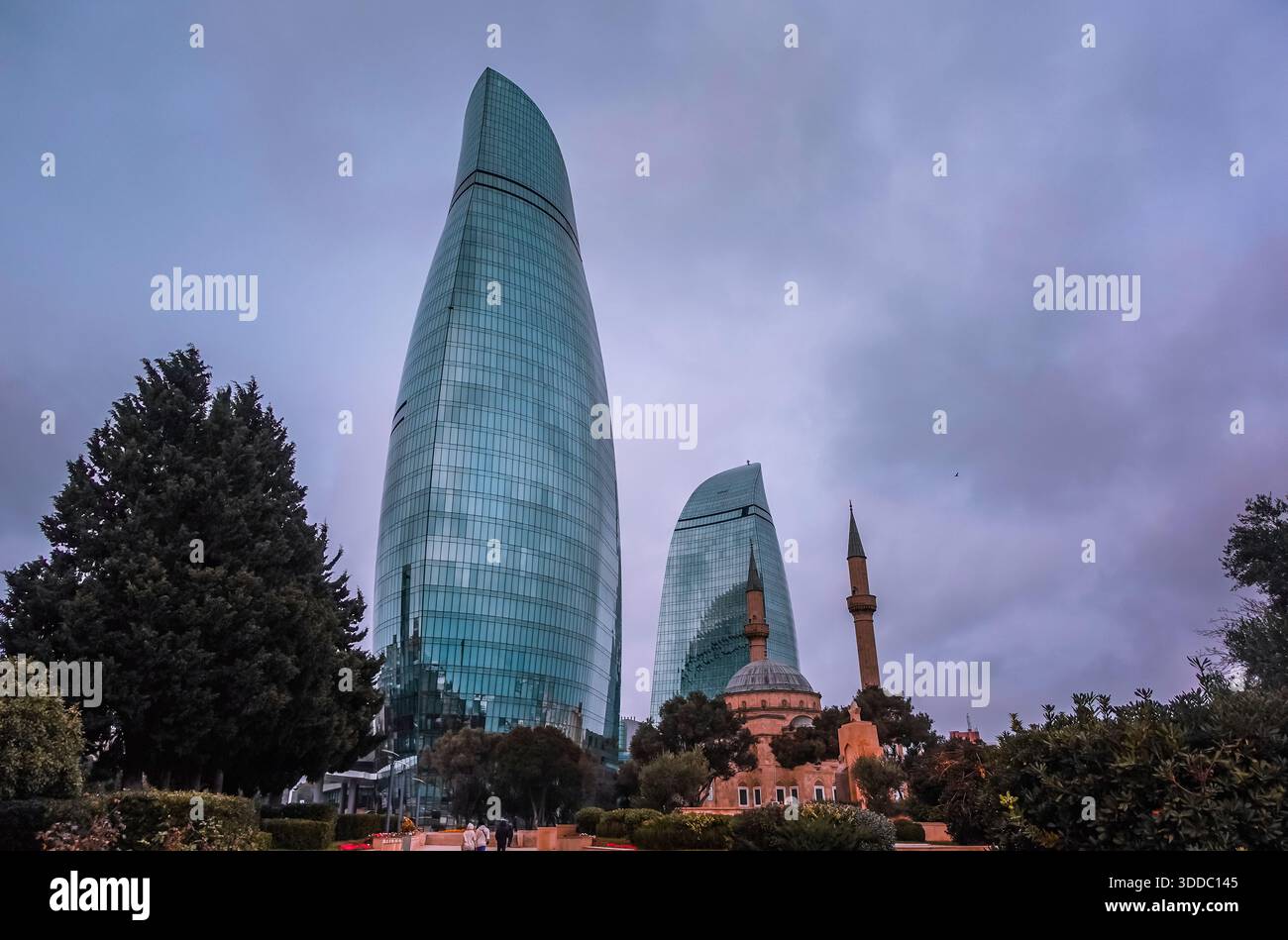 The Flame Towers in Baku, Azerbaijan - Stock Image