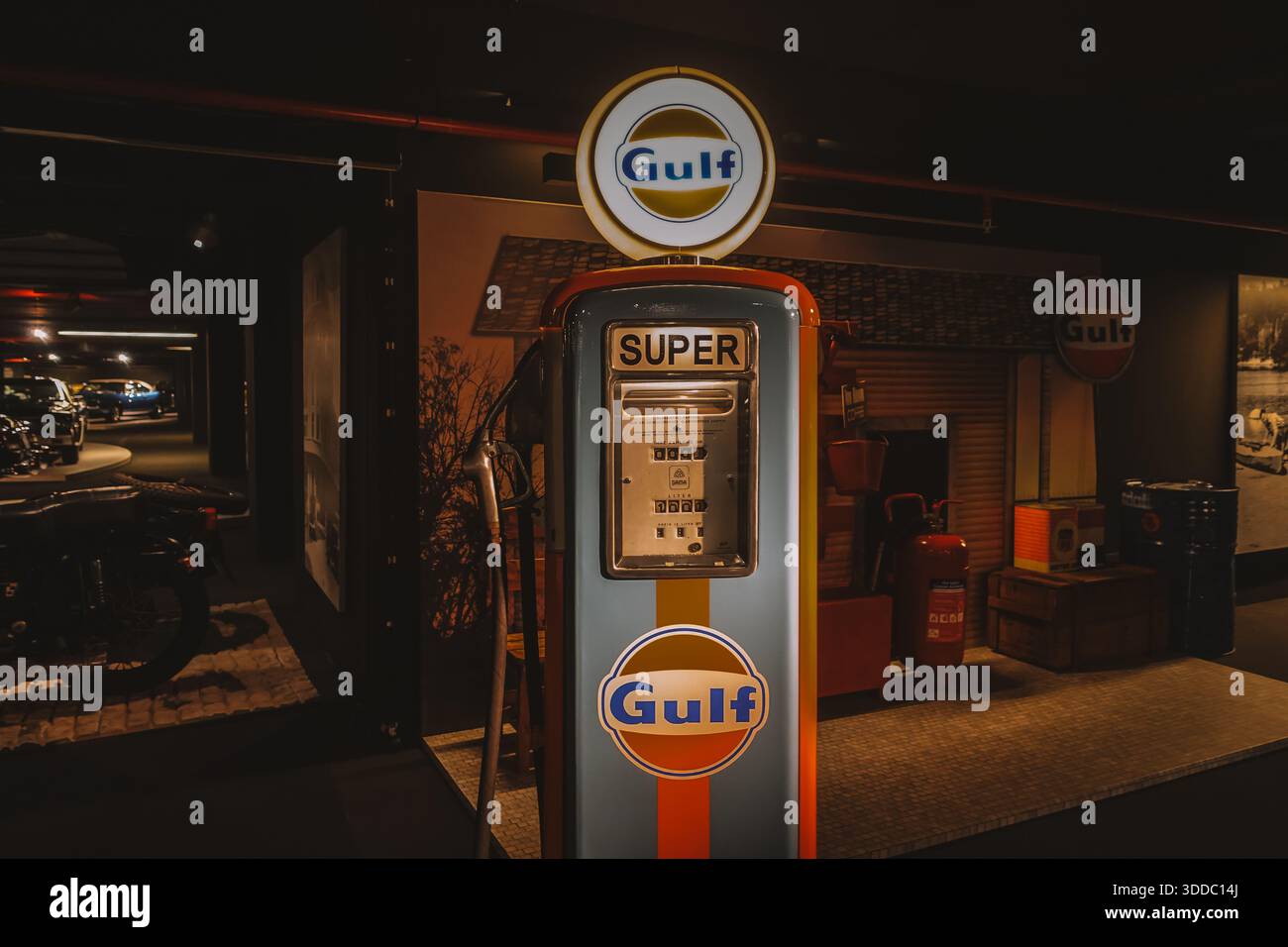 Classic Gulf petrol pump in Baku, Azerbaijan - Stock Image