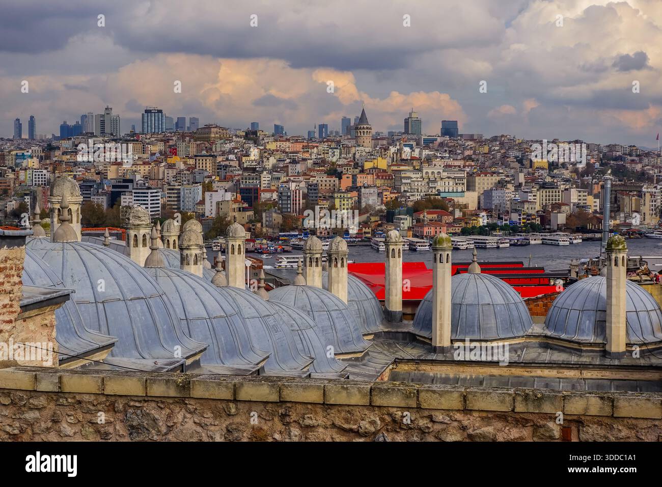 Panorama view of Istanbul, Turkiye from Suleymaniye Mosque - Stock Image