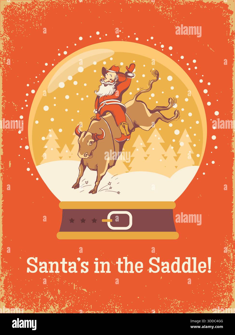 Santa Riding Bull Rodeo cowboy bull riding cartoon hi-res stock photography and images ...