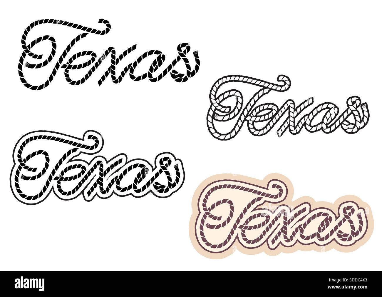 Texas rope text vector illustration isolated on white background for ...