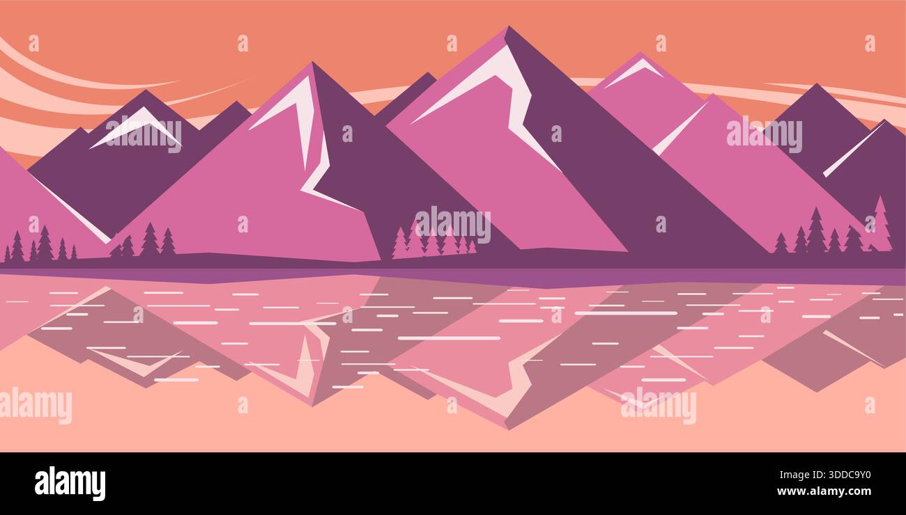 Nature landscape with sun, fields and trees vector abstract color ...