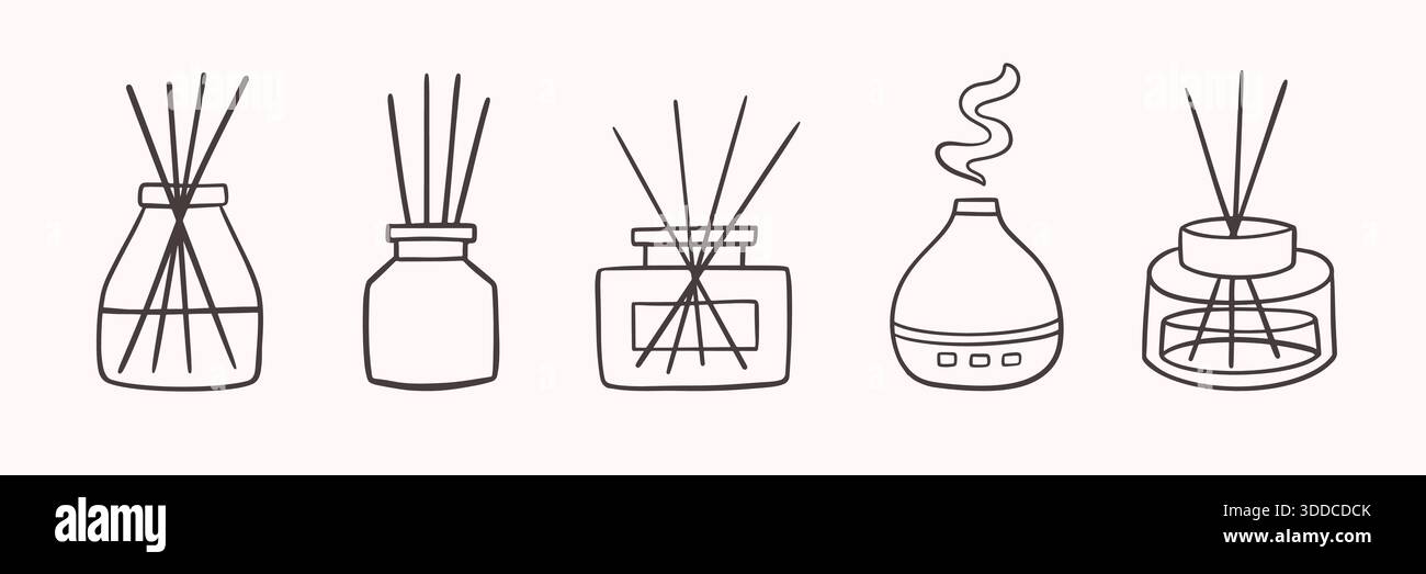 Aroma Sticks Glass Jar Aromatherapy Diffuser Set Stock Vector