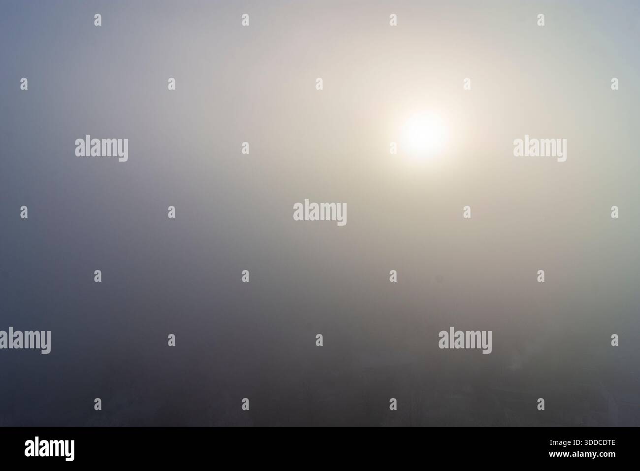 : sun in mist in , Bayern, Bavaria, Germany Stock Photo