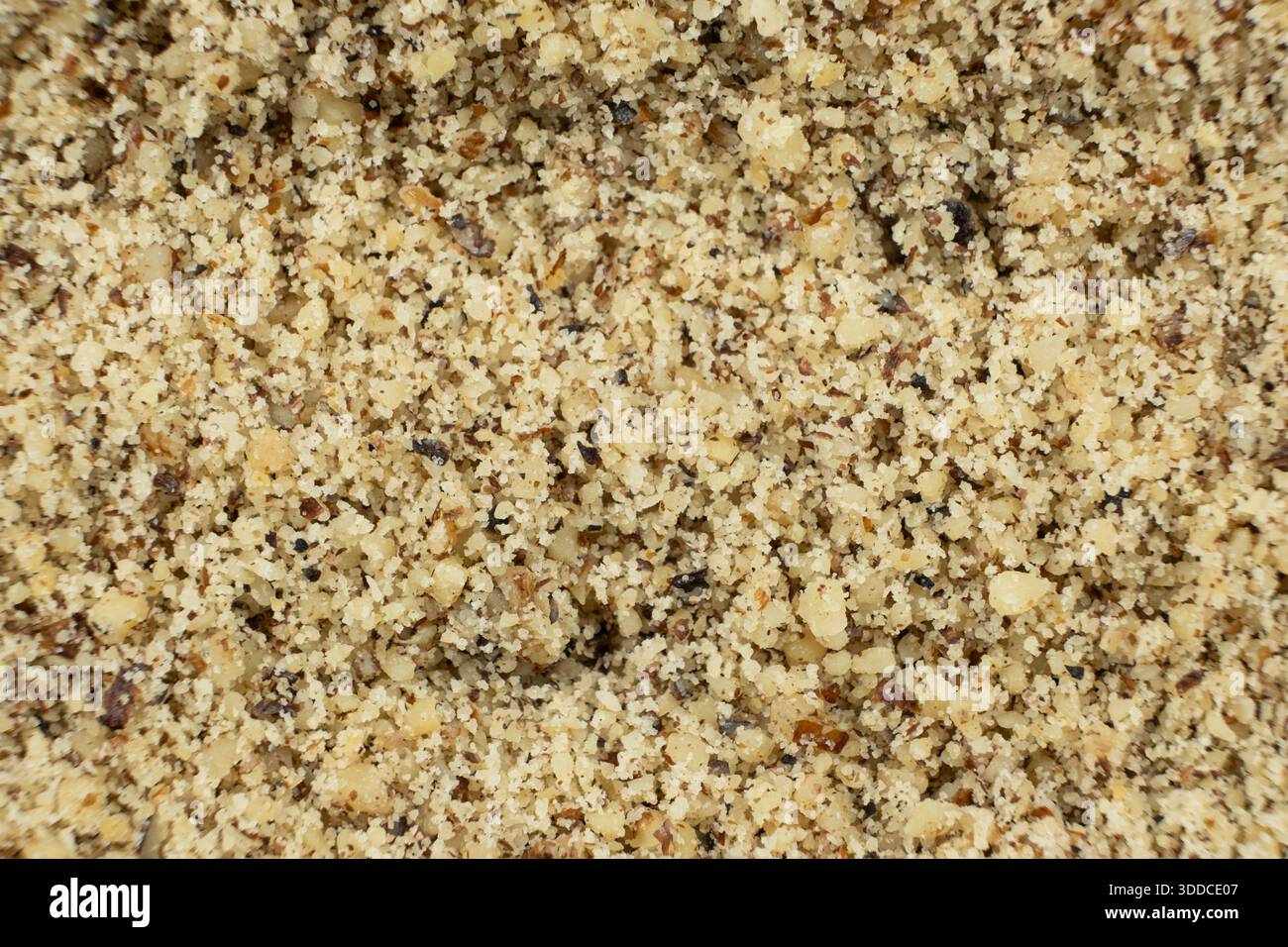 Macro crushed walnut kernels top view Stock Photo