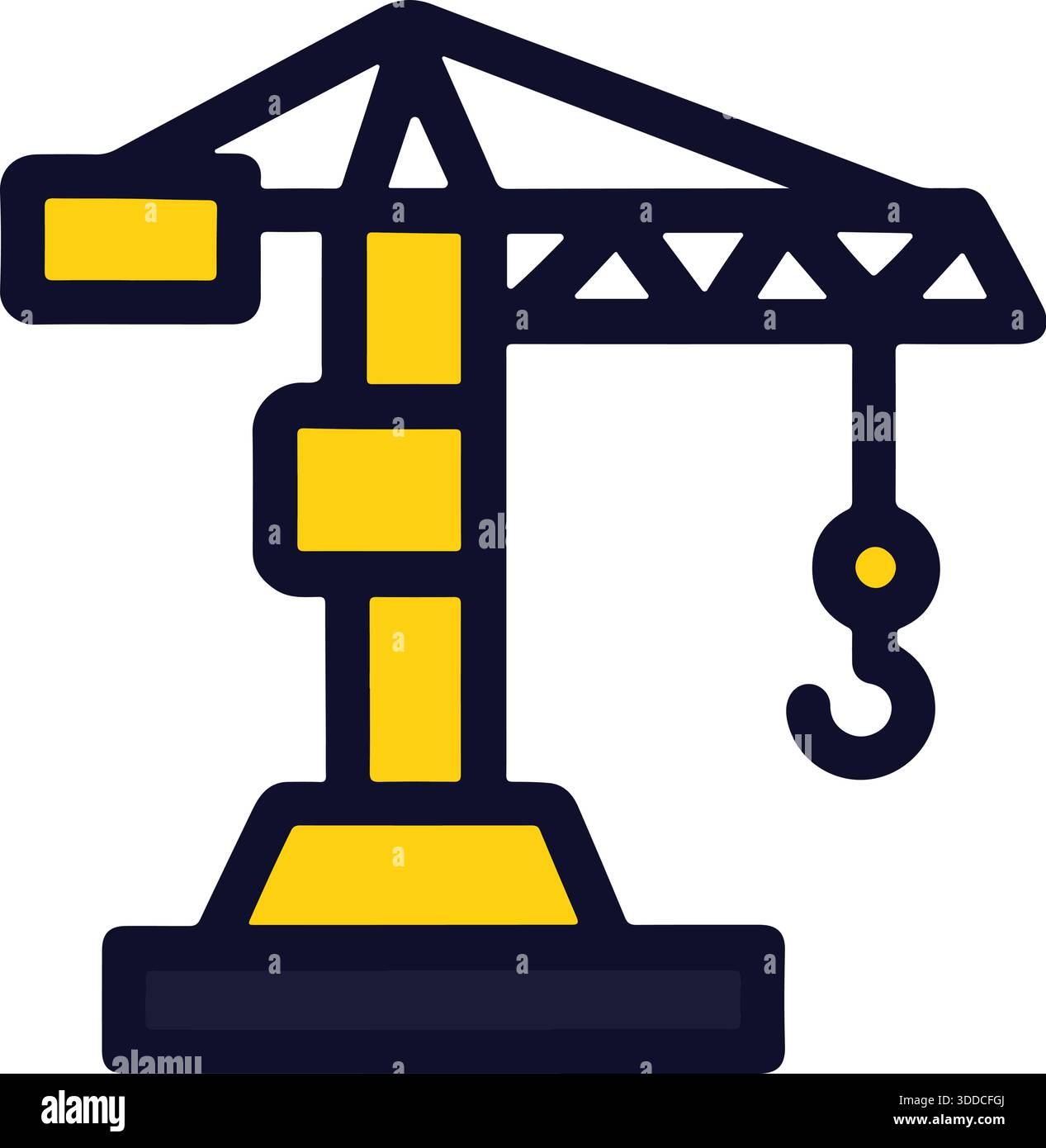 Colorful Cartoon Style Construction Crane Vector Illustration Stock Vector