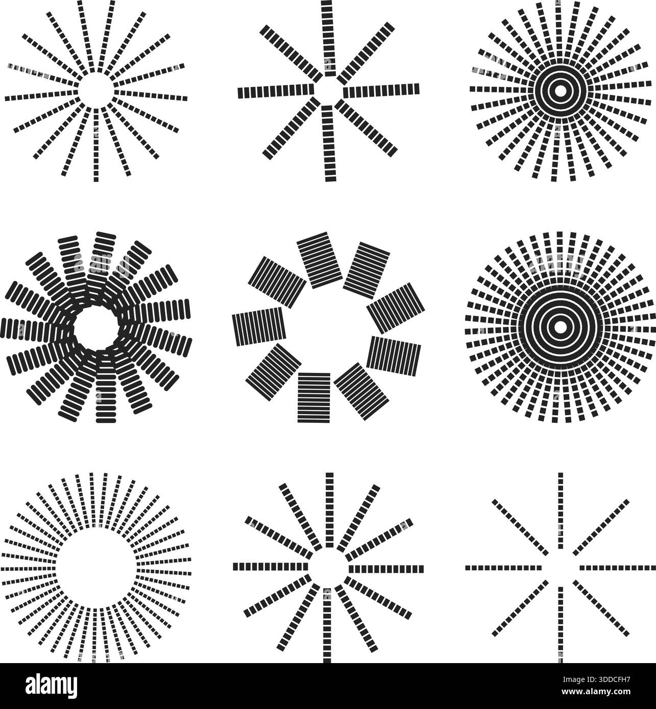 Abstract radial geometric pattern icon set design vector illustration ...