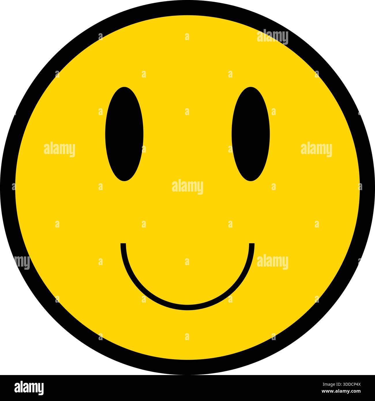 Yellow circular face with a black outline, featuring a cheerful ...