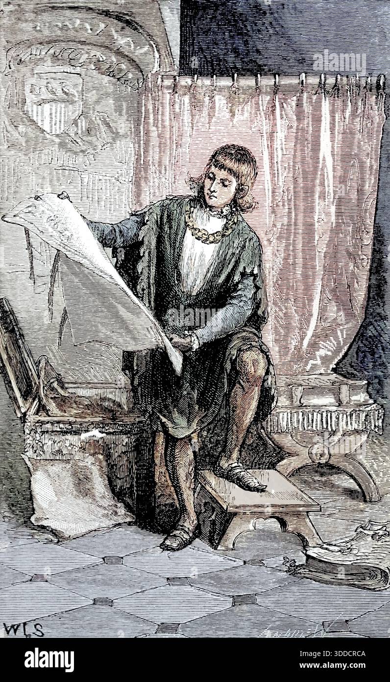 Young Marco Polo Surveying Charts, 1271, historical drawing Stock Photo -  Alamy, image size:796x1390