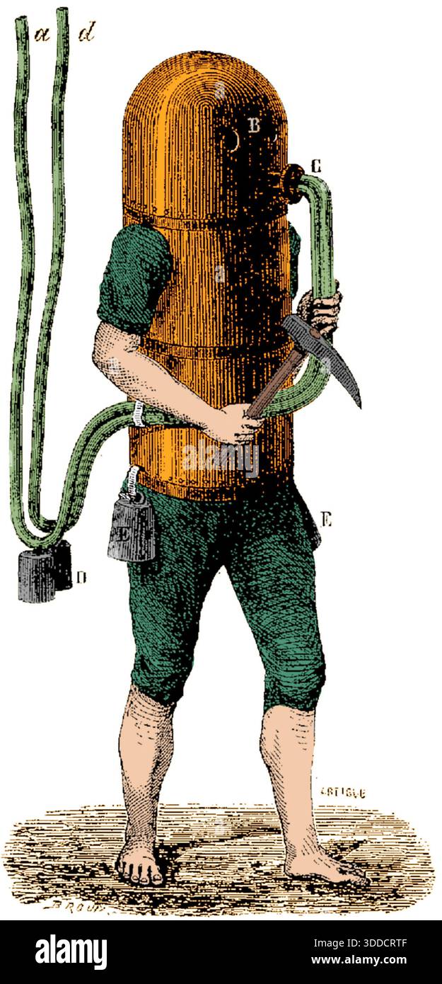 Klingert's Diving Apparatus, Invented in 1797 Stock Photo