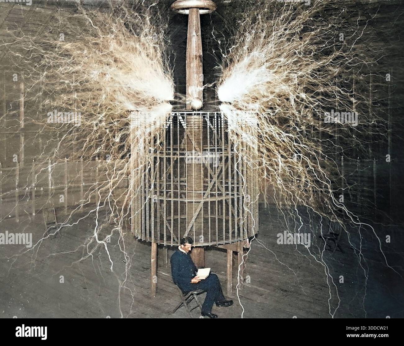Serbian-American engineer and inventor Nikola Tesla (1856-1943) in his ...