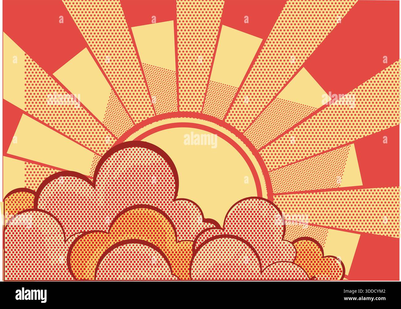 Sun and blue sky with beautiful clouds vector nature poster ...