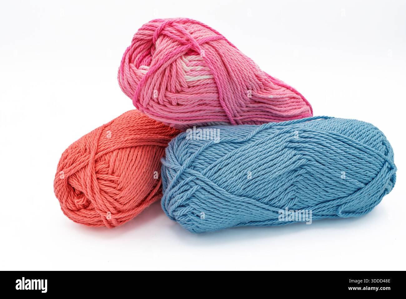 Balls of yarn on a white background. Stock Photo