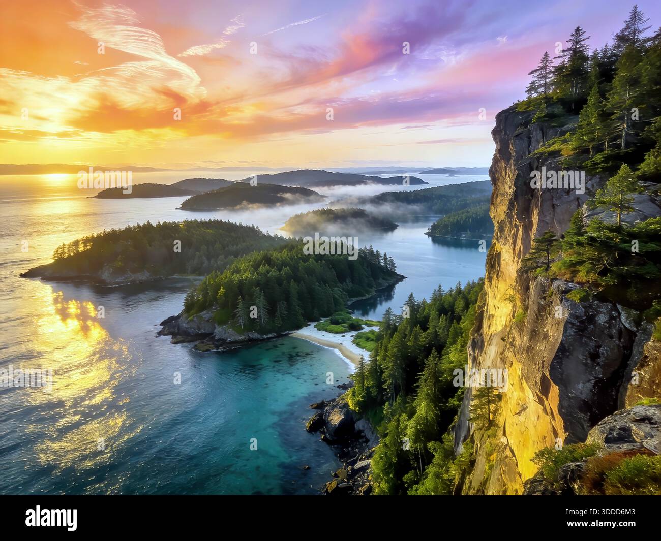 Tropical golden sunset seascape Stock Vector Images - Alamy