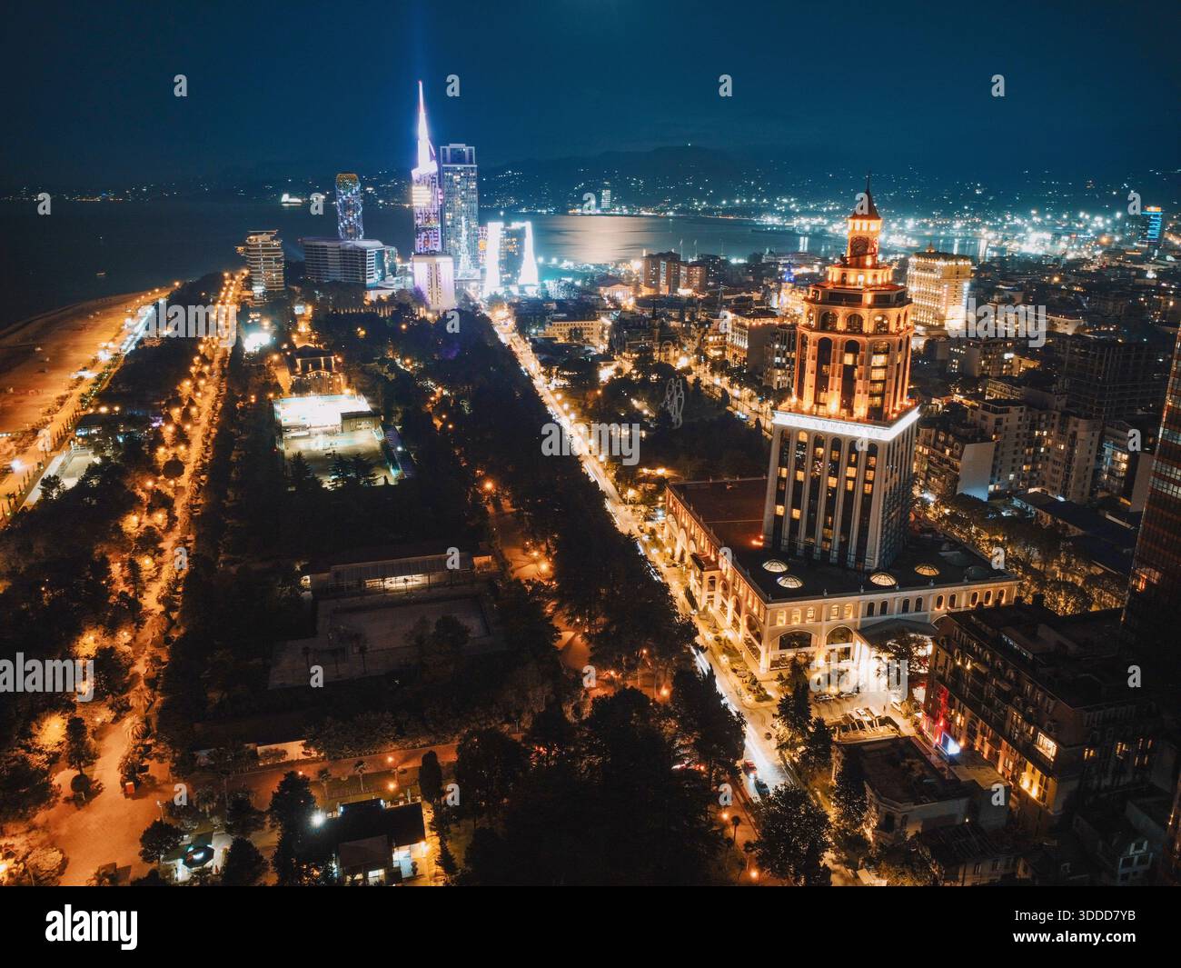 5 November 2025 Batumi Georgia Skyline Glowing At Night Featuring 