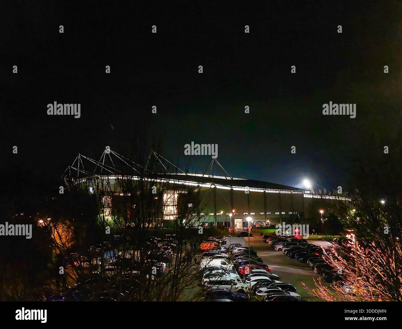 The MKM Stadium under the floodlights in Hull, East Riding of Yorkshire, UK - Stock Image