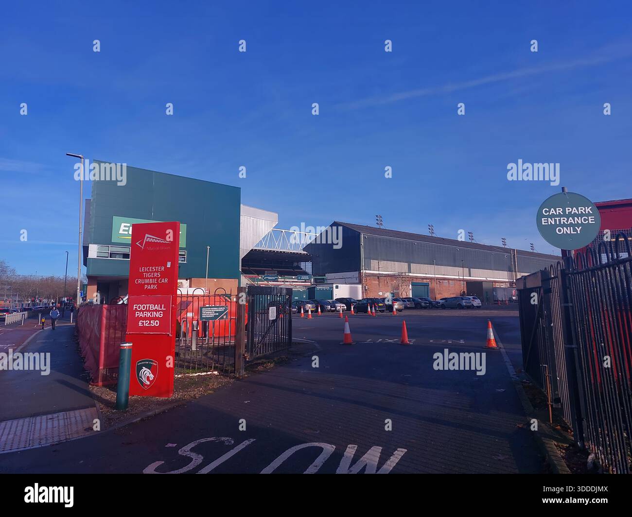 Wellford Road is the home of Leicester Tigers rugby union club in Leicester, UK - Stock Image