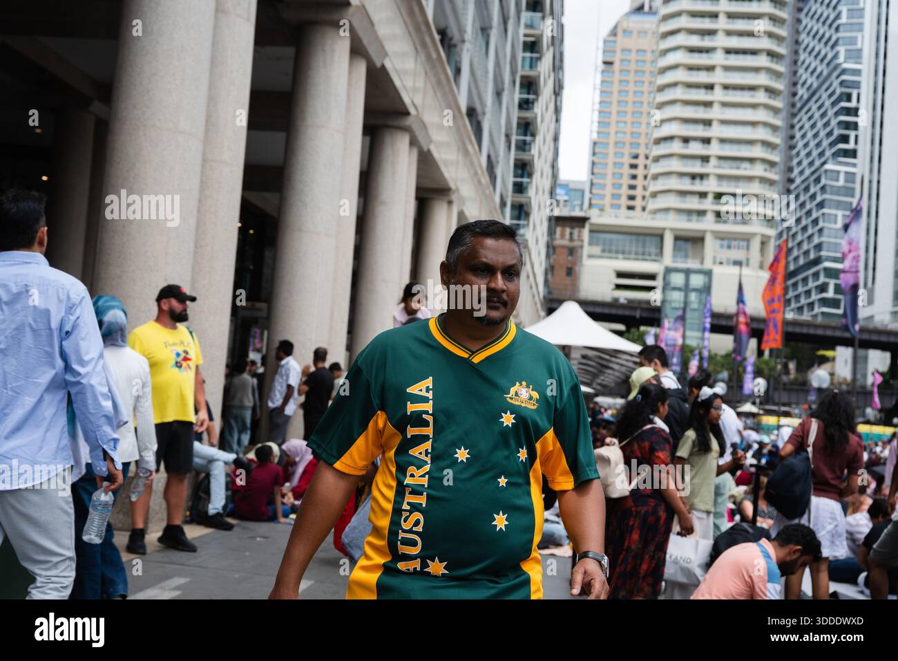 People are seen queuing at Mrs. Macquarie’s chair ahead of the News ...