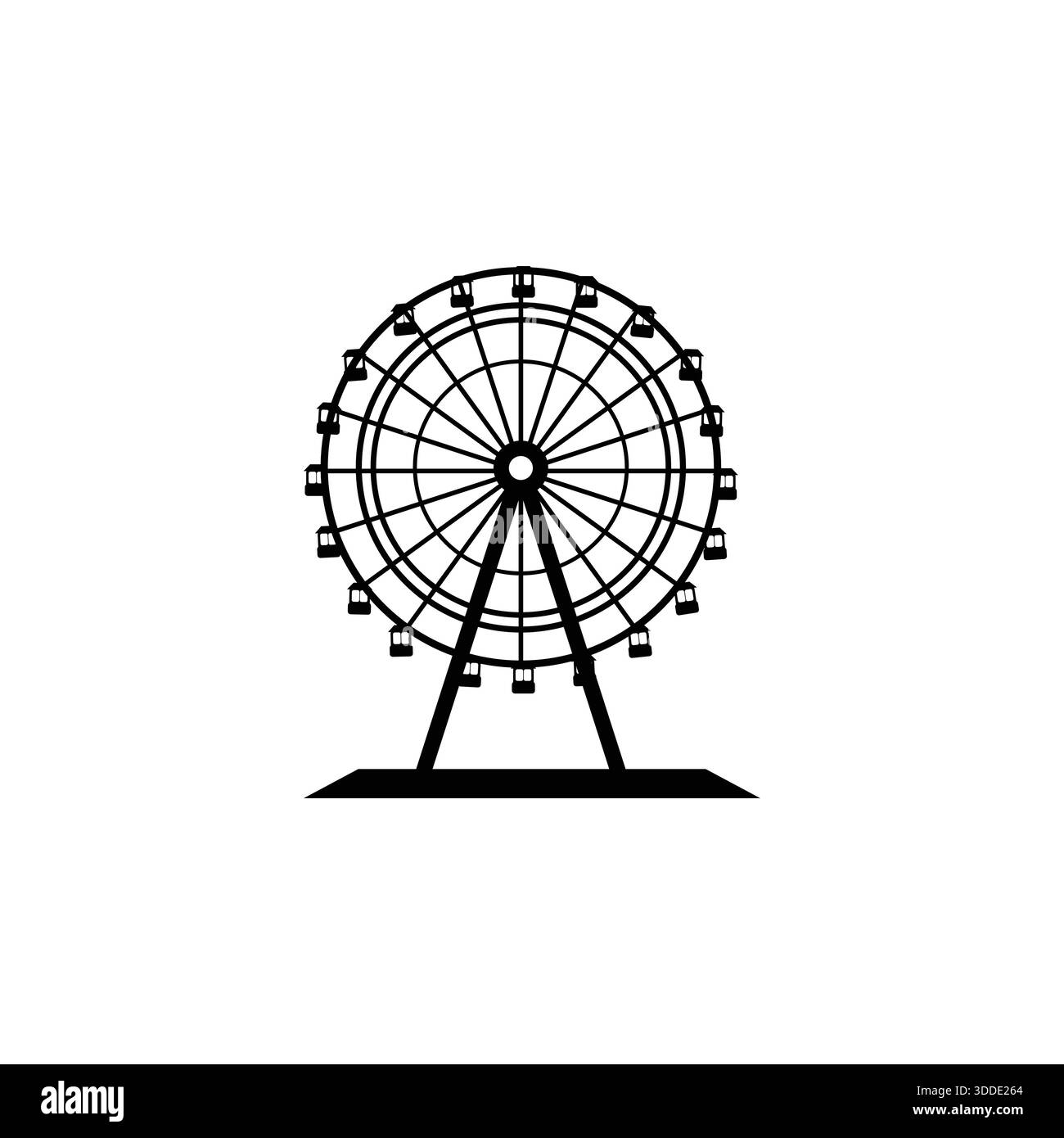 Clean ferris wheel vector icon depicting a classic amusement park ...