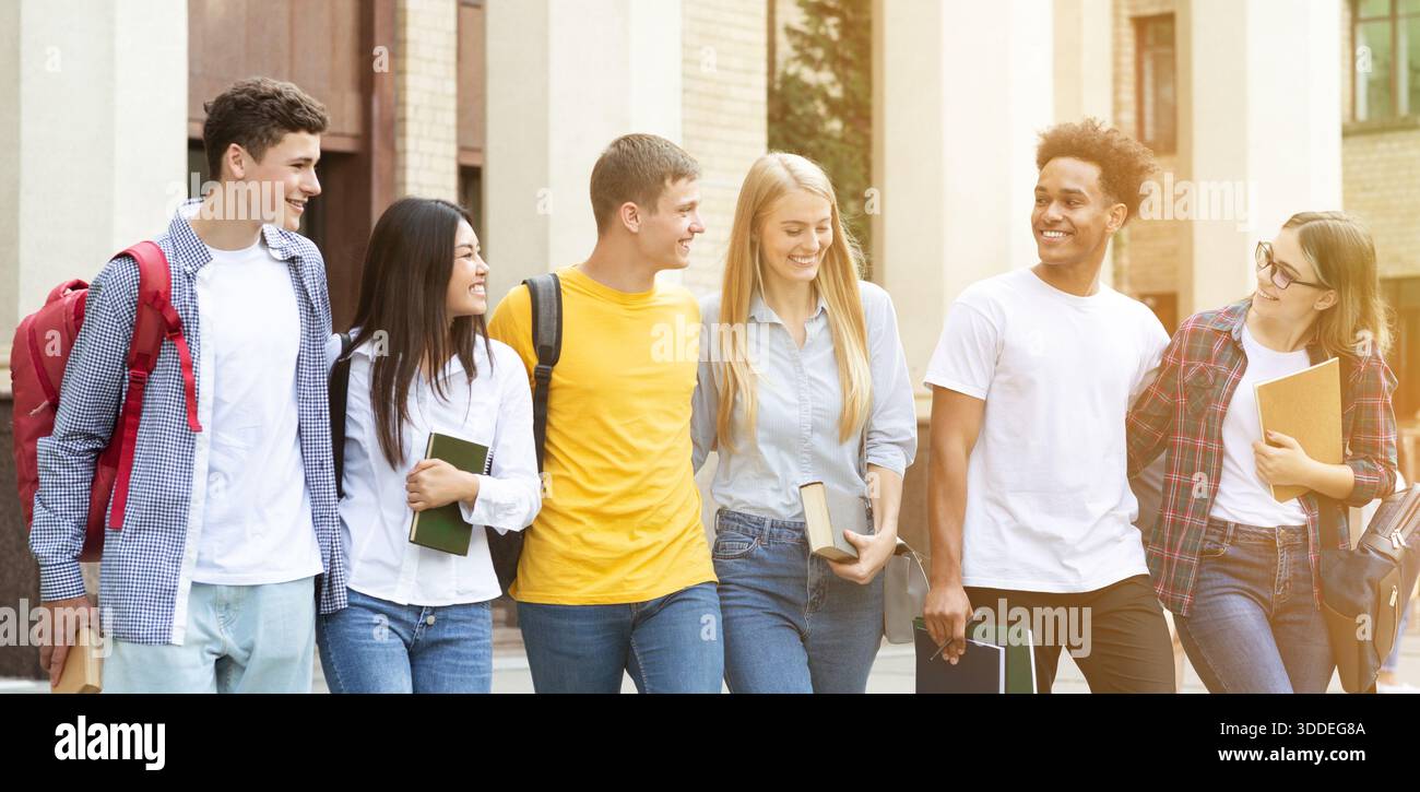 Campus life rhythm. Students going to classes Stock Photo