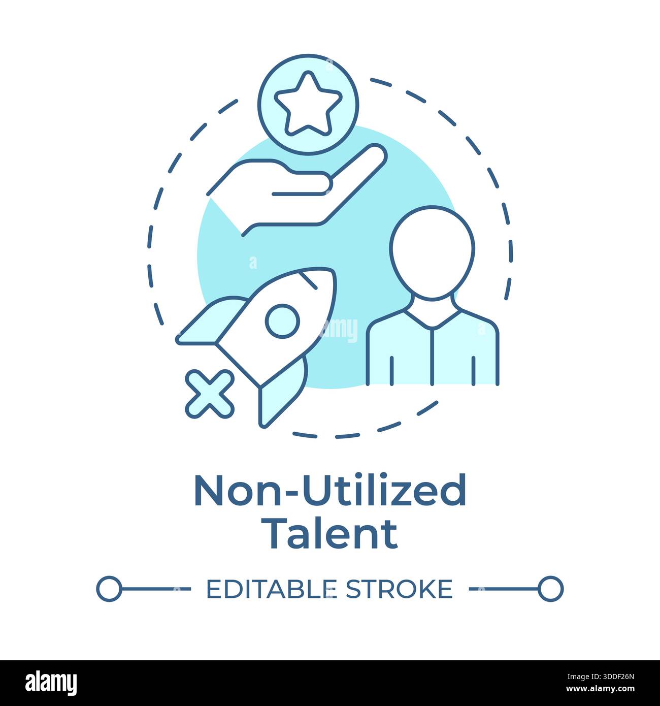 Non-utilized talent soft blue concept icon Stock Vector