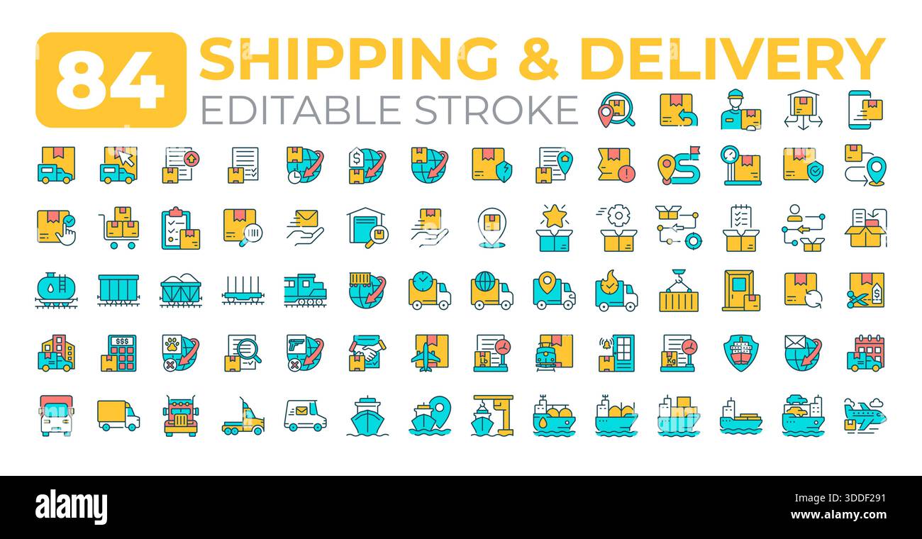 Shipping line icons signs Stock Vector Images - Alamy