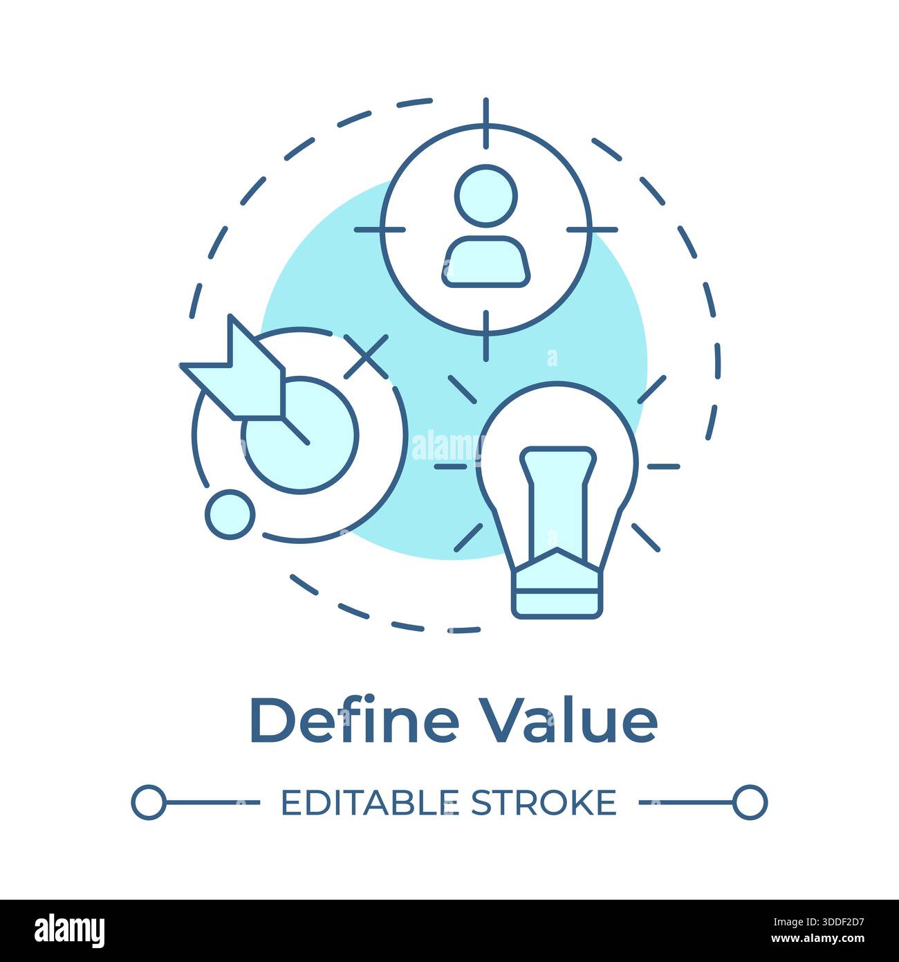 Define value soft blue concept icon Stock Vector