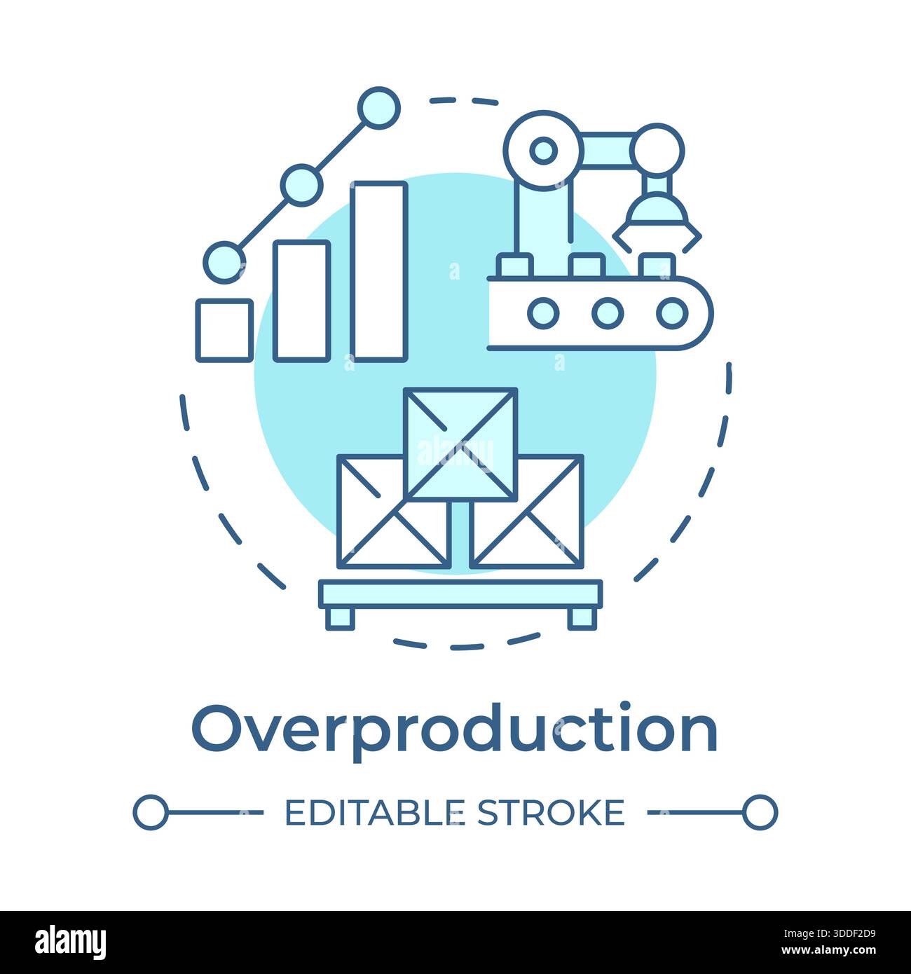 Overproduction soft blue concept icon Stock Vector