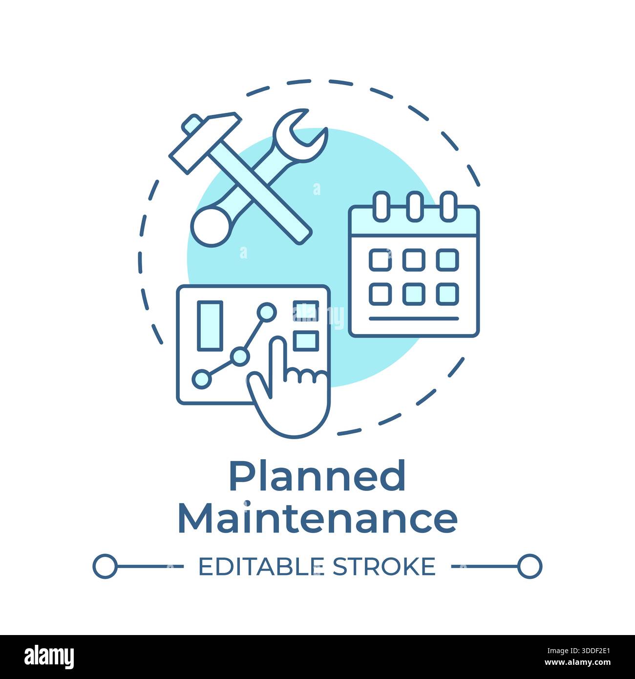Planned maintenance soft blue concept icon Stock Vector