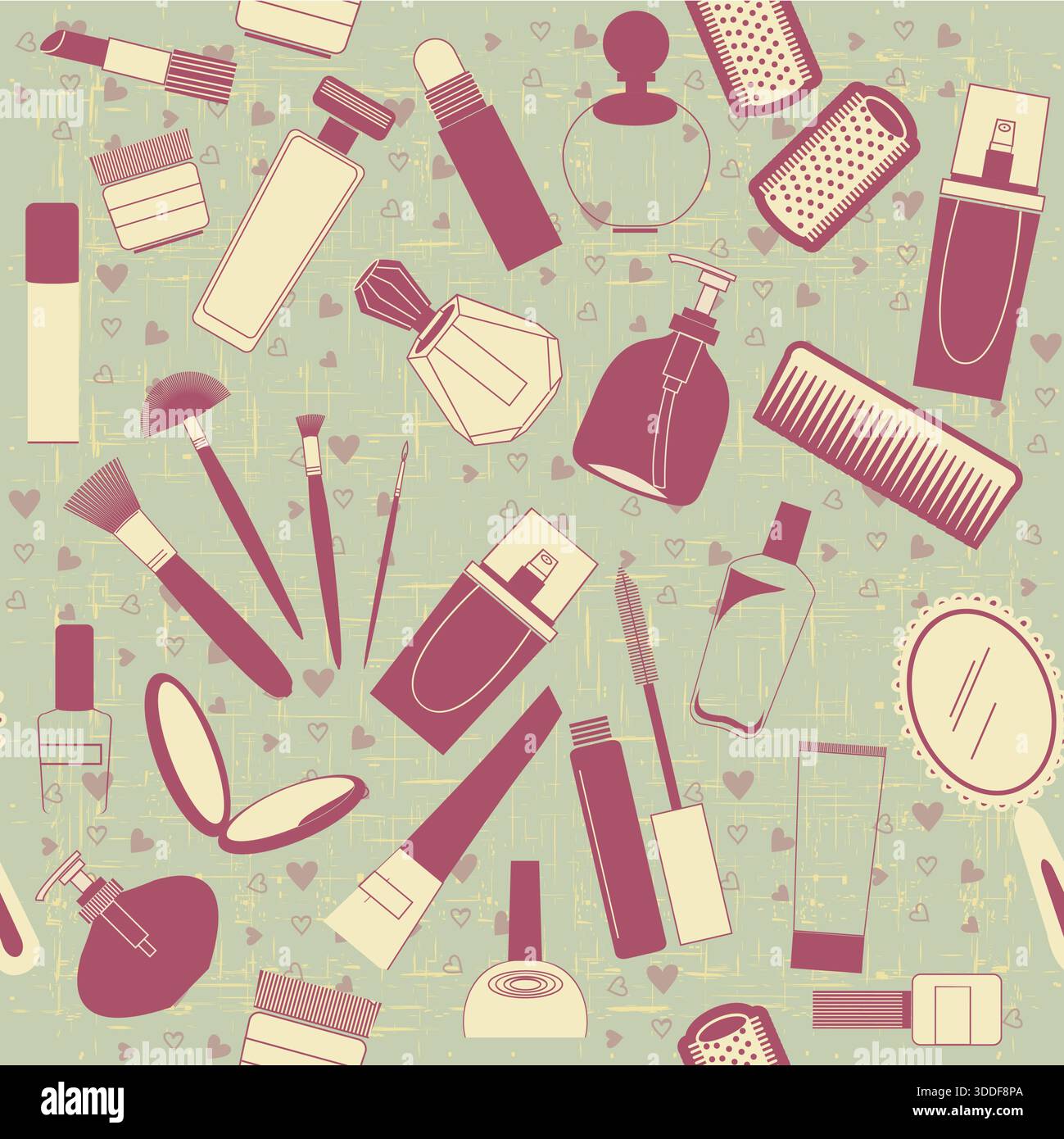 cosmetics seamless pattern.Vintage on old texture Stock Vector