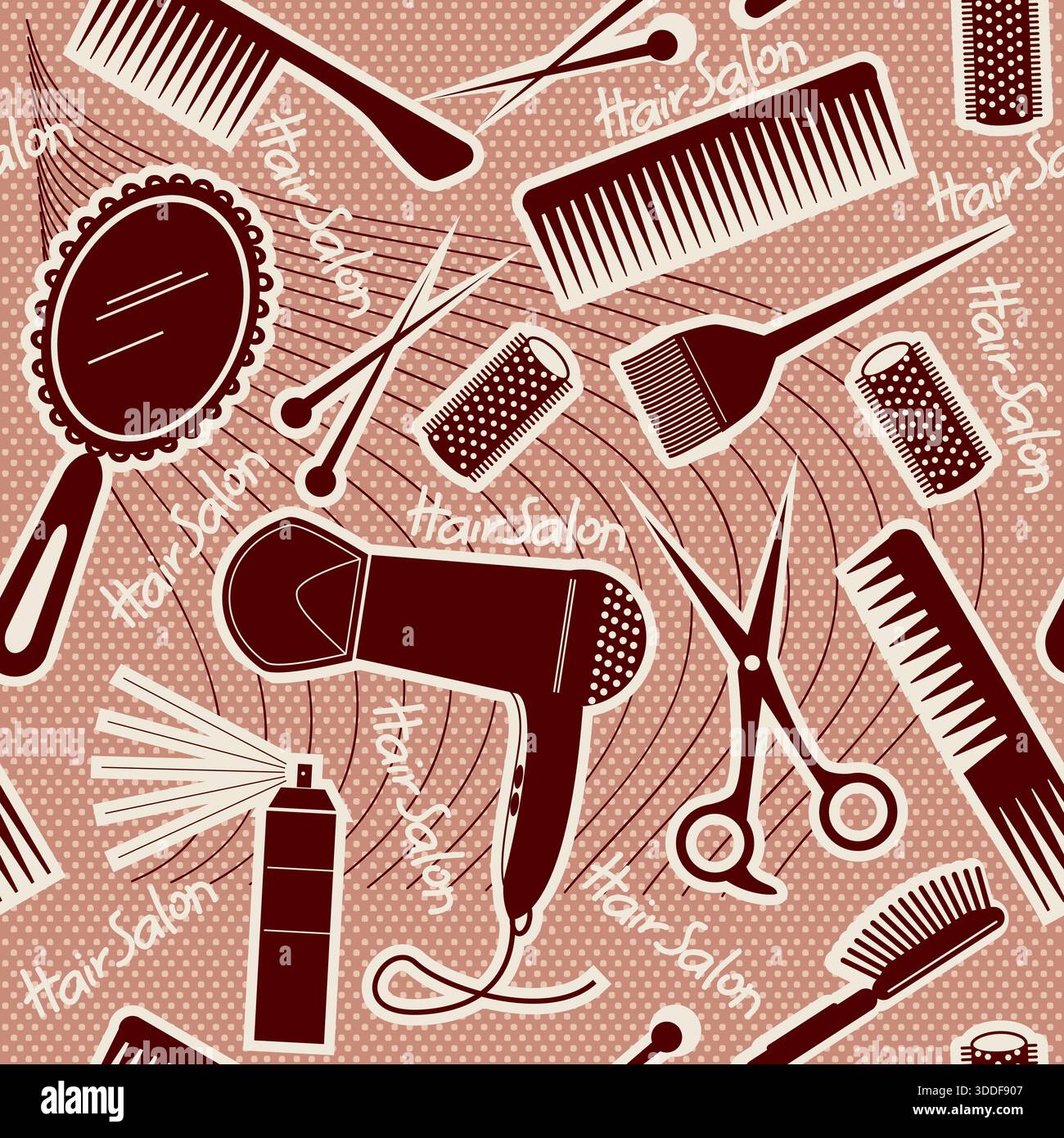 hairdressing equipment seamless pattern.Vector background for design Stock Vector