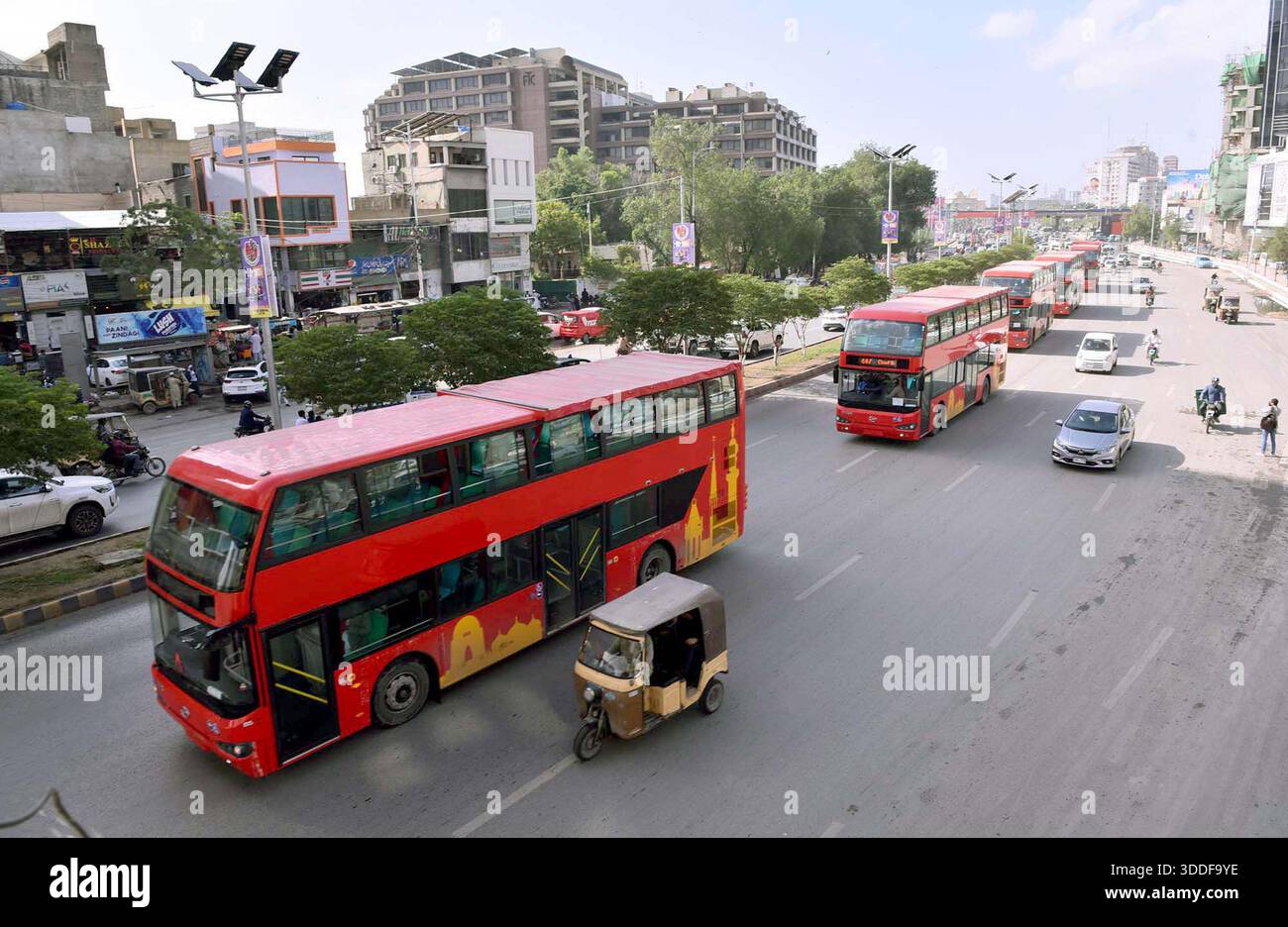 Red Line BRT project double-decker buses Karachi